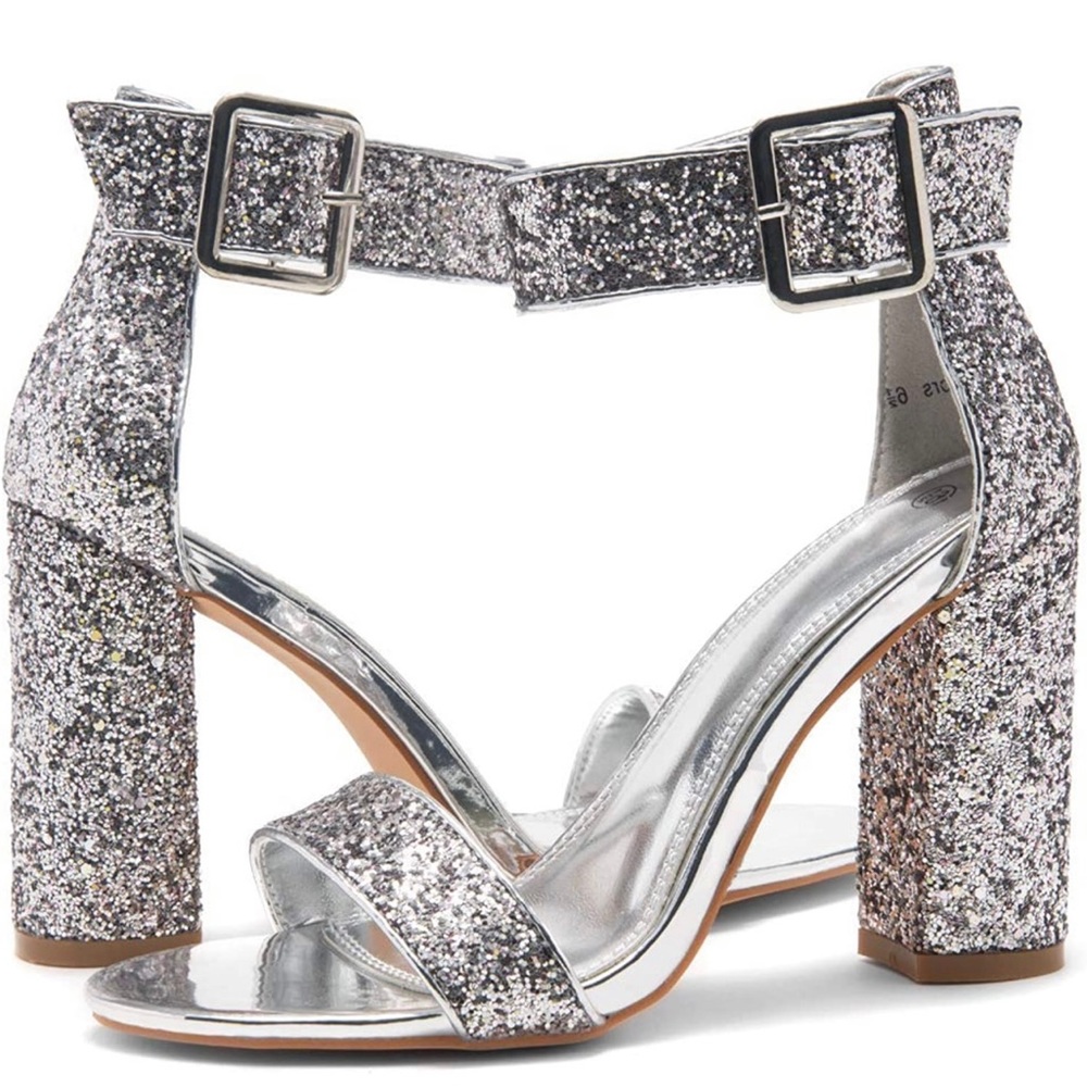 Silver Glitter Heels